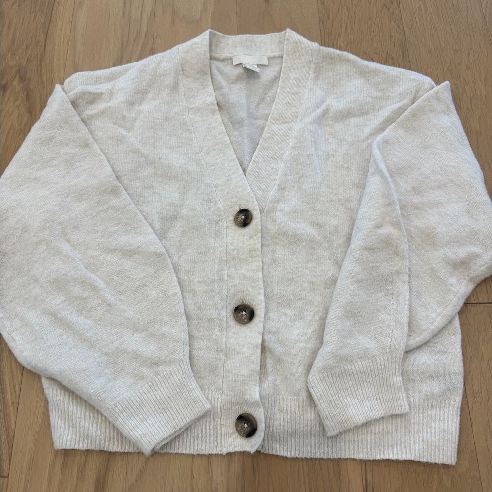 H&M Cream Button-Up Cardigan